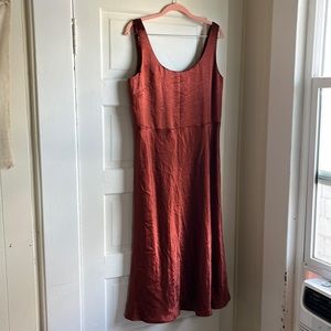 Vince Slim Fitted Slip Dress in Copper/Burnt Orange Color